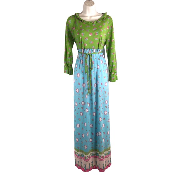 🌸HOST PICK🌸Vtg 1970 Floral Loungewear Maxi Dress - Picture 1 of 15
